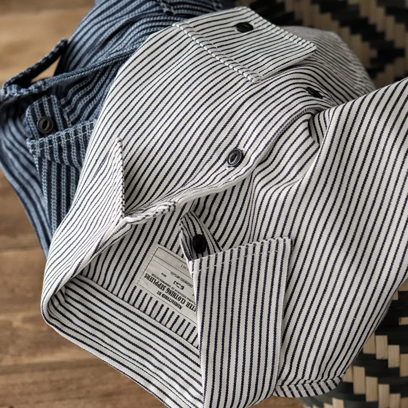 

Casual Striped Long Sve Men's irt Autumn New Sle Outdoor Wear Workwear Bla White Vintage Japanese Sle Faionable