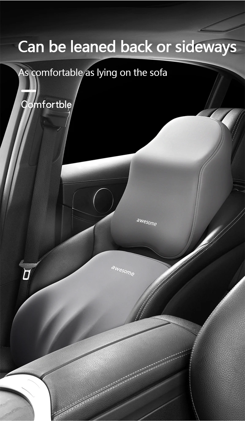 Auto Lendenwirbel Rückenstütze Kopfstütze Nackenkissen Memory Foam Lendenkissen Universal Weiche Nackenkissen Kissen Autositzkissen – Detail 14