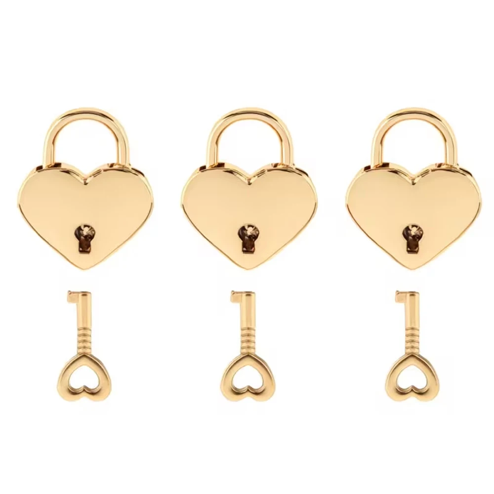 A Set of 2 Mini Metal Heart-Shaped Padlocks with Keys, Perfect for Locking Jewelry Boxes and Diaries