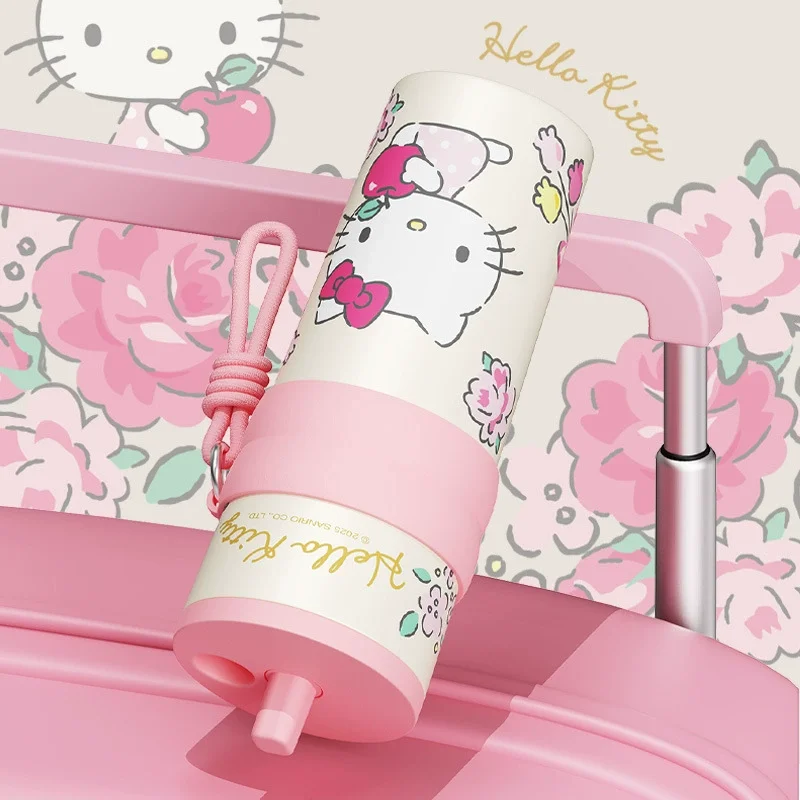 X&W Sanrio Cartoon Thermos Straw Cups 316 Stainless Steel Vacuum Flask Tumbler Portable Cute Kuromi Insulated Car Coffee Cups