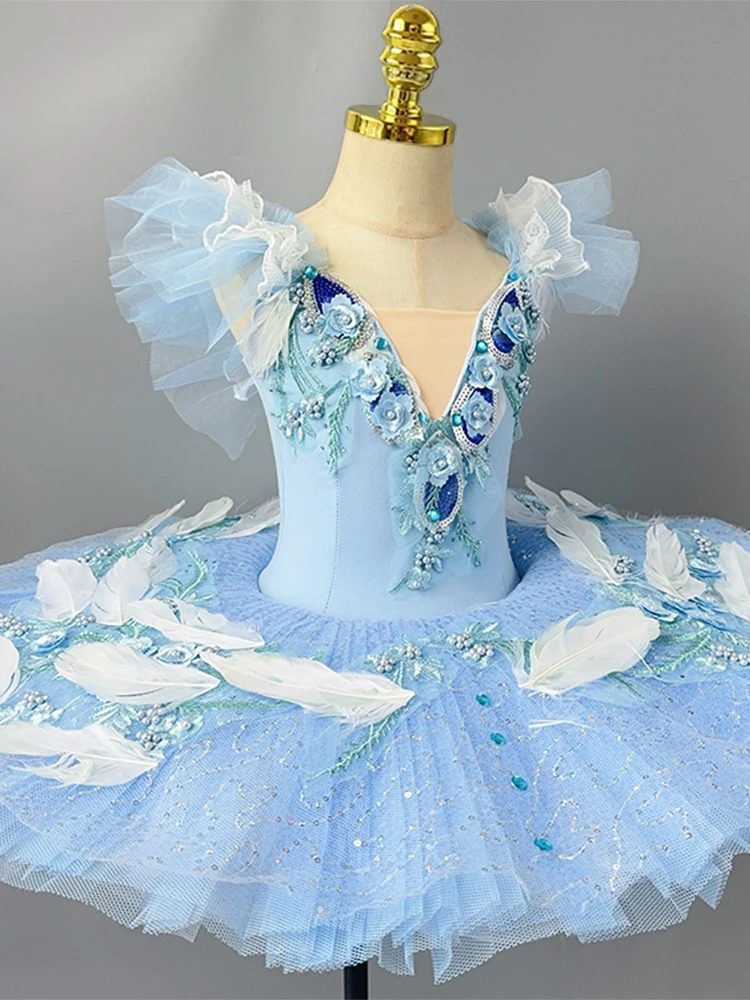 Blue Birds Ballet Tutu Skirt Swan Lake Dance Costume Pancake Girls Classical Ballet Tutu Leotard Ballet Dress For Kids Women