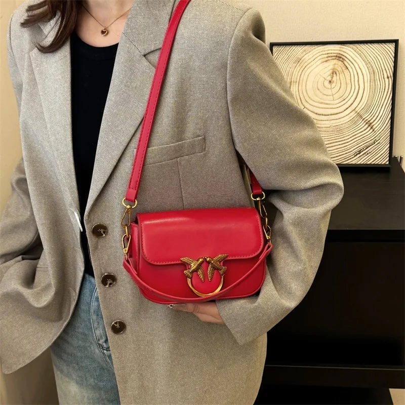 حقيبة كروس جلدية أنيقة للنساء، حقيبة كتف عصرية فاخرة، حقيبة يد كلاسيكية لملابس يومية