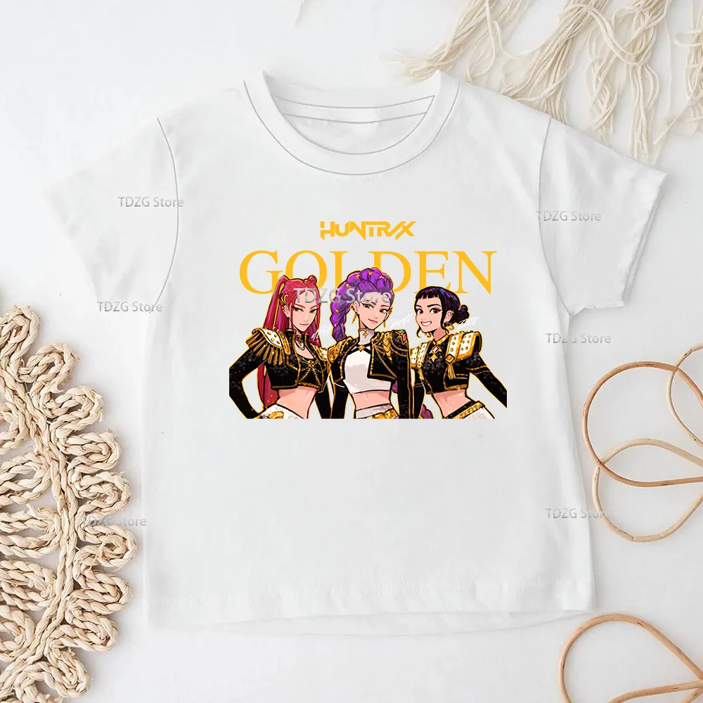 حار فيلم KPop شيطان الصيادين لينة القطن طفل الفتيات ملابس الأطفال تي شيرت المشجعين هدايا الاطفال الملابس موضة عادية المحملة القمم