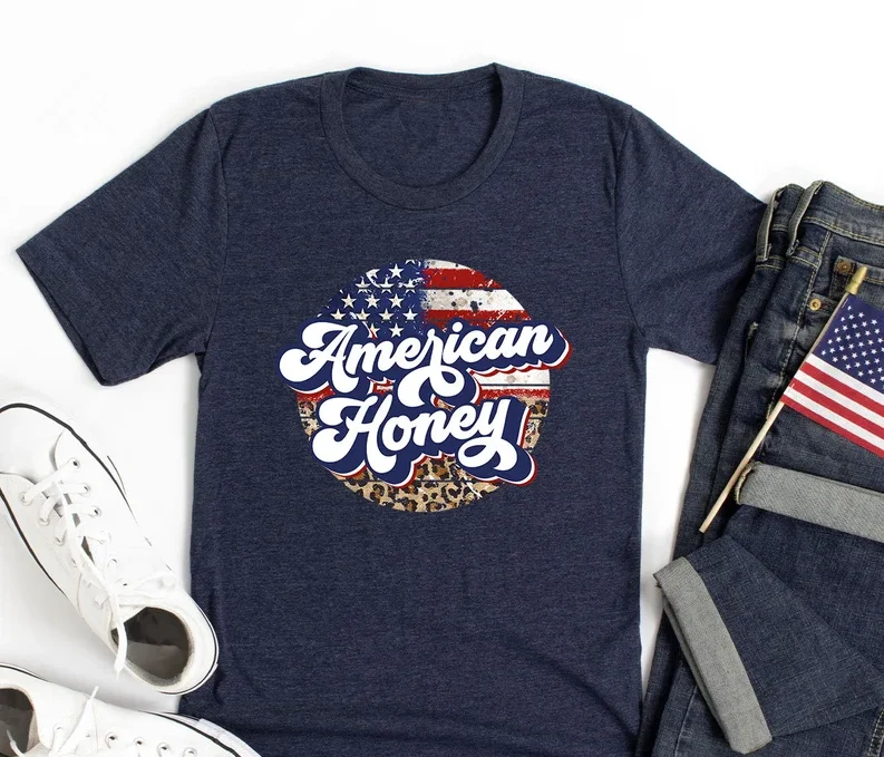 Camiseta americana del 4 de julio, camisa patriótica americana, camisa del Día de la Independencia Americana, Top de manga corta, camisetas con cuello redondo 100% algodón