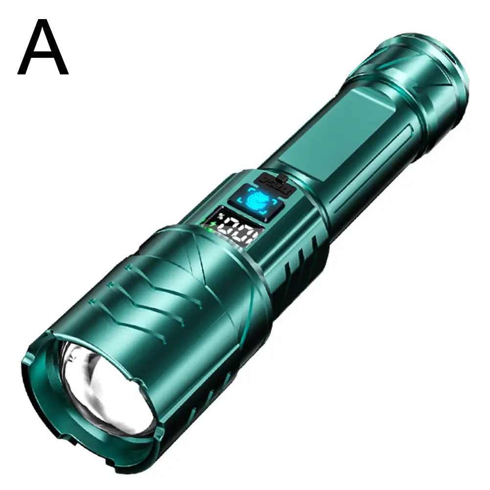 Linterna Led de larga distancia con Zoom telescópico, linterna recargable por Usb, luz de trabajo, luz para correr y pescar para emergencias Ou H3t9