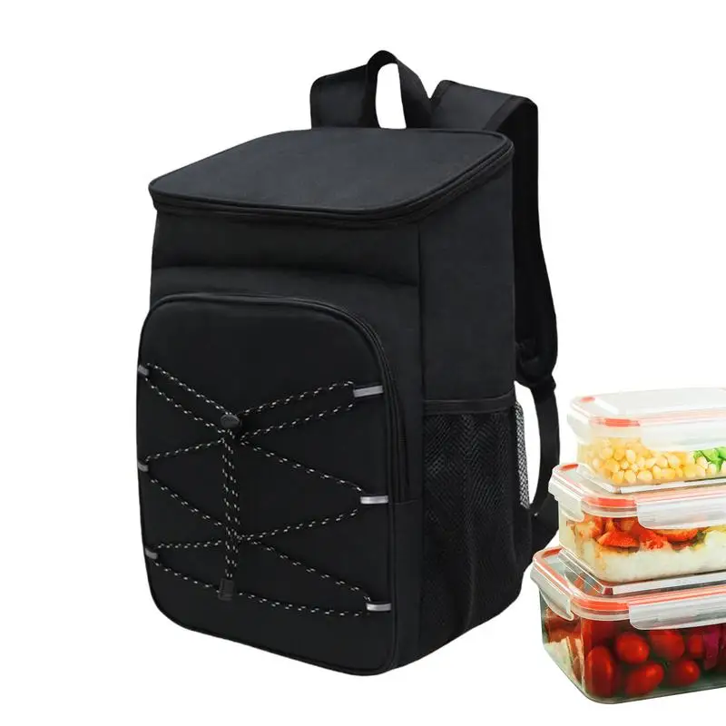 

Термальный рюкзак Герметичная изолированная сумка-холодильник с боковыми карманами Прочная мягкая портативная коробка для продуктов Водонепроницаемая термосумка