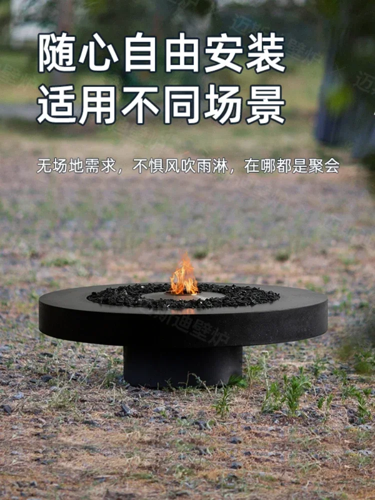 round Fireplace Real Fire Atomization Outdoor Courtyard Heating Custom Art opposite Sex European Decoration Living Room Flame