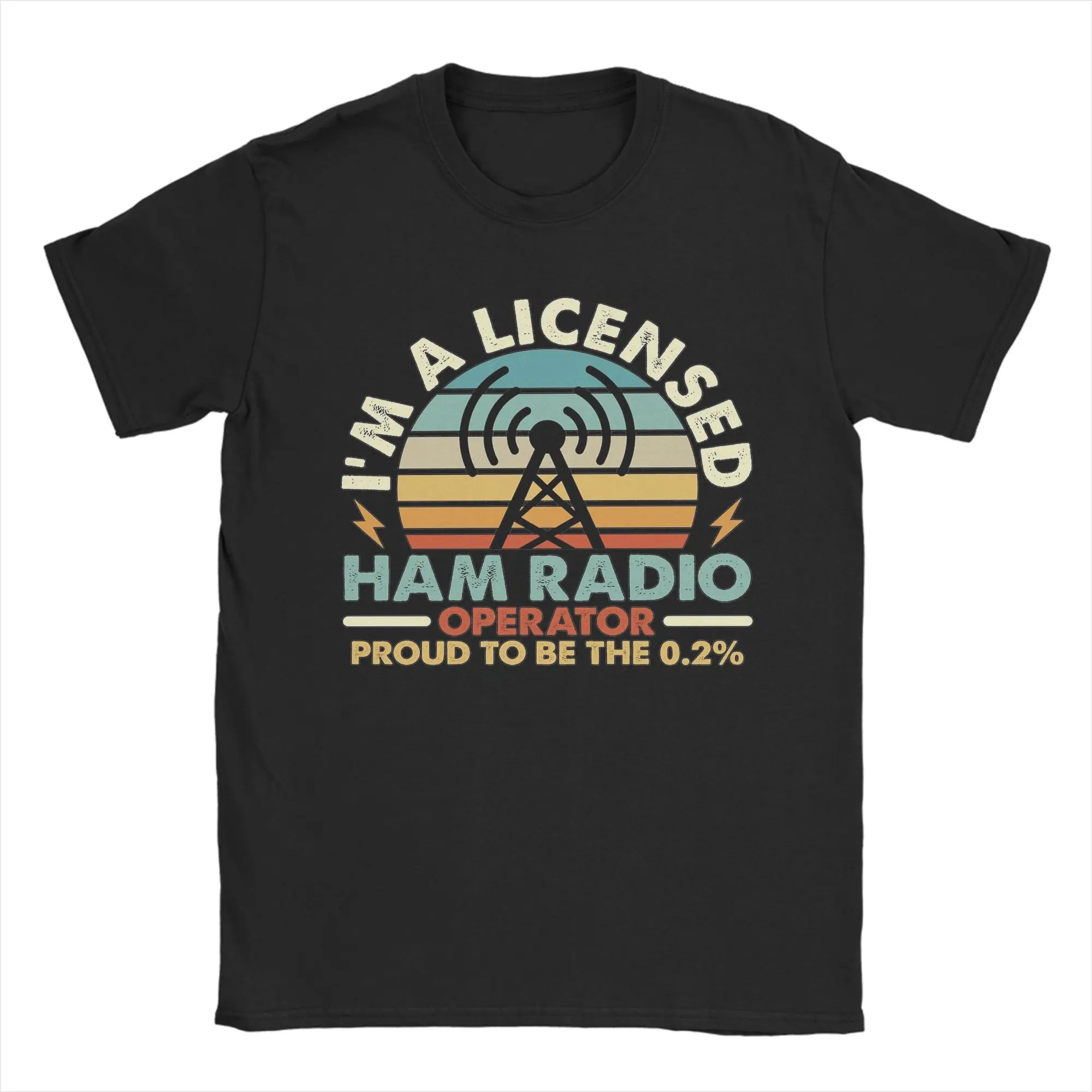 Retro Ham Radio I'm A Licensed Ham Retro Radio Operator Tshirts Men's Cotton Short Sleeve  Round Neck Summer Clothing
