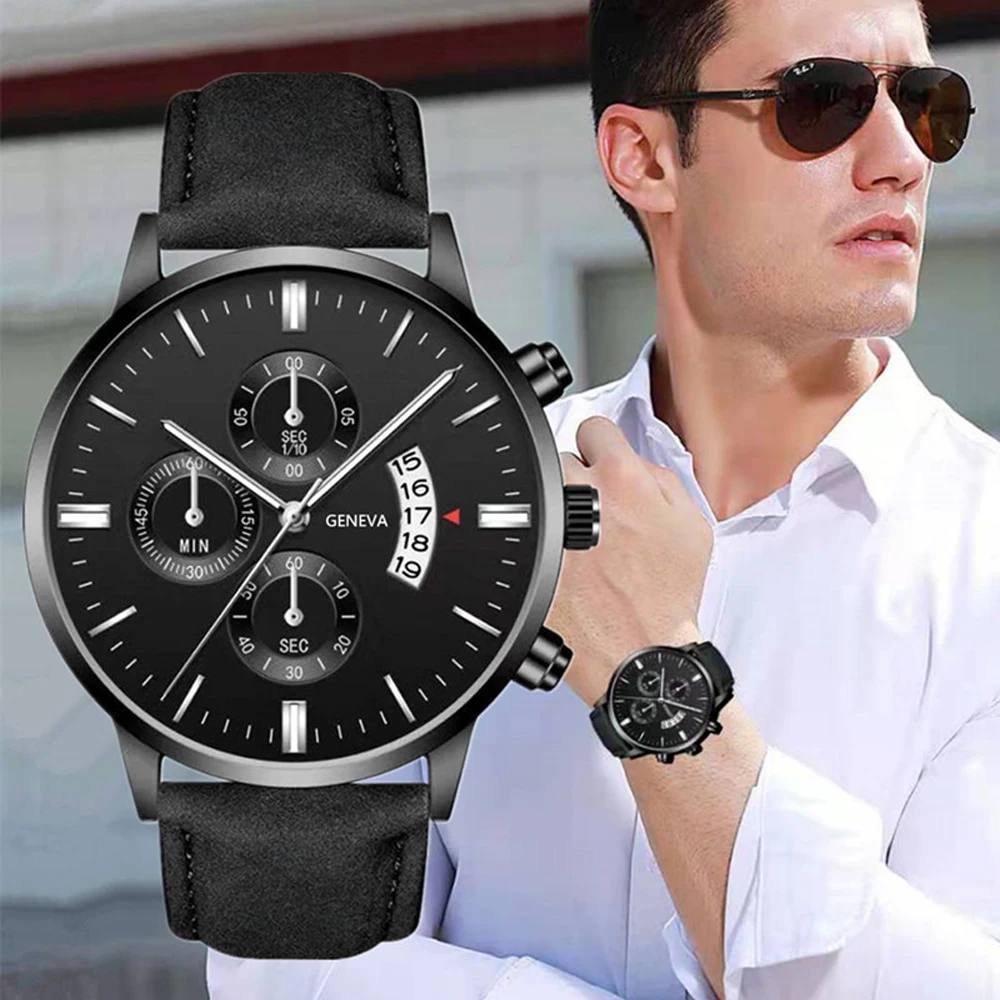 Men's Business Quartz Watch Fashion Fake Three-Eye Six-Pin Calendar Men's Watch Mesh Belt Men's Sports & Leisure Watch Watch