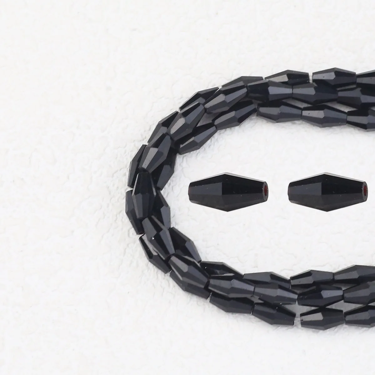 100/200 stücke Schwarz AB Farbe Österreichischen Kristall Lange Doppelkegel Facettierte Lose Perlen Spacer Für Schmuck machen DIY Armbänder Zubehör