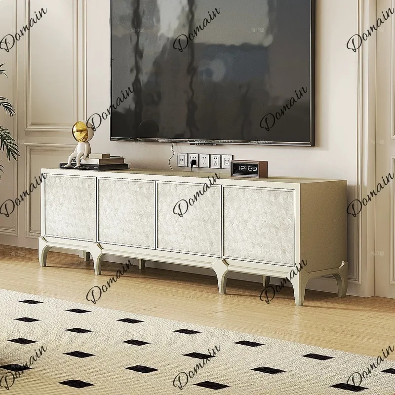 Modern 2026 TV Stand with Storage Cabinet Solid Wood Console Table for Living Room Home Entertainment Unit