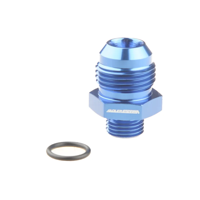 ADLERSPEED AN10 AN-10 Male Flare To AN6 AN-6 Straight Cut Adapter with O-Ring Aluminum Blue Black