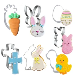 Easter Bunny Cookie Cutter Moulds Rabbit Egg Carrot Biscuit Press Stamp Molds DIY Baking Tool Happy Easter Party Cake Decorating