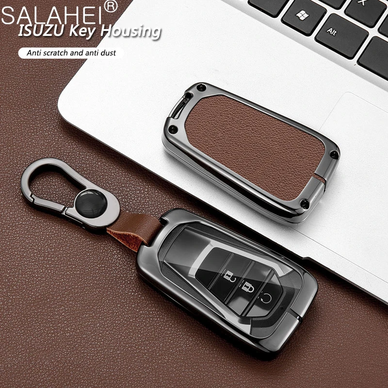 Zinc Alloy Leather Car Remote Key Case Cover Shell For Isuzu New MU-X X Series DMAX D-Max X-Terrain Pickup 2020 2021 2022 2023