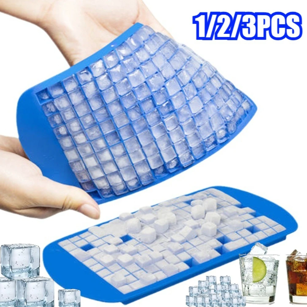 Bandeja de cubitos de hielo de silicona, Mini molde de hielo plegable de 160 cavidades, cubitos de hielo cuadrados pequeños reutilizables sin BPA para cócteles, bebidas frías