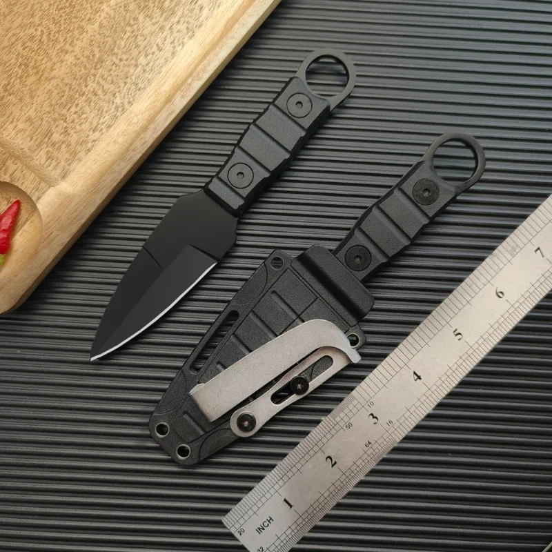 2024 Mini cuchillo recto de aventura para acampar al aire libre, cuchillo de supervivencia de autodefensa portátil edc con funda K, alta dureza