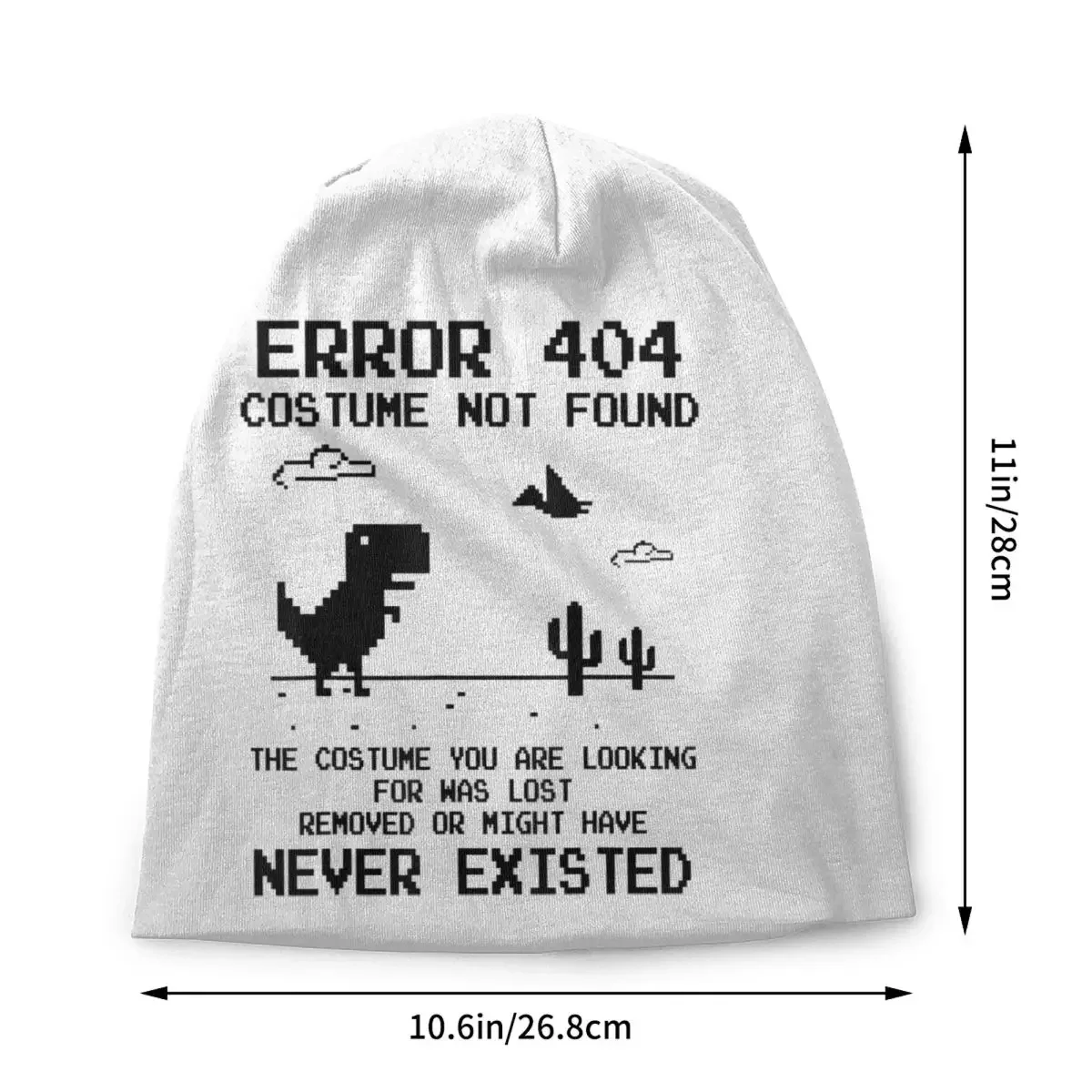 Dinosaur Error 404 Costume Not Found Code Skullies Beanies Caps Winter Warm Knitted Hats Unisex Geek Programmer Bonnet 