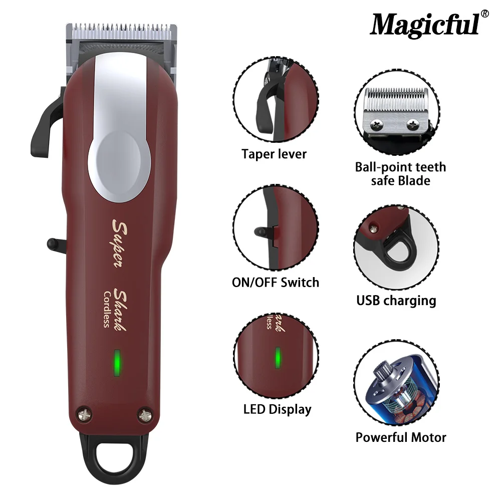 Magiccomparator-Tondeuse à cheveux électrique sans fil aste par USB, outil de coupe de barbe injuste pour hommes