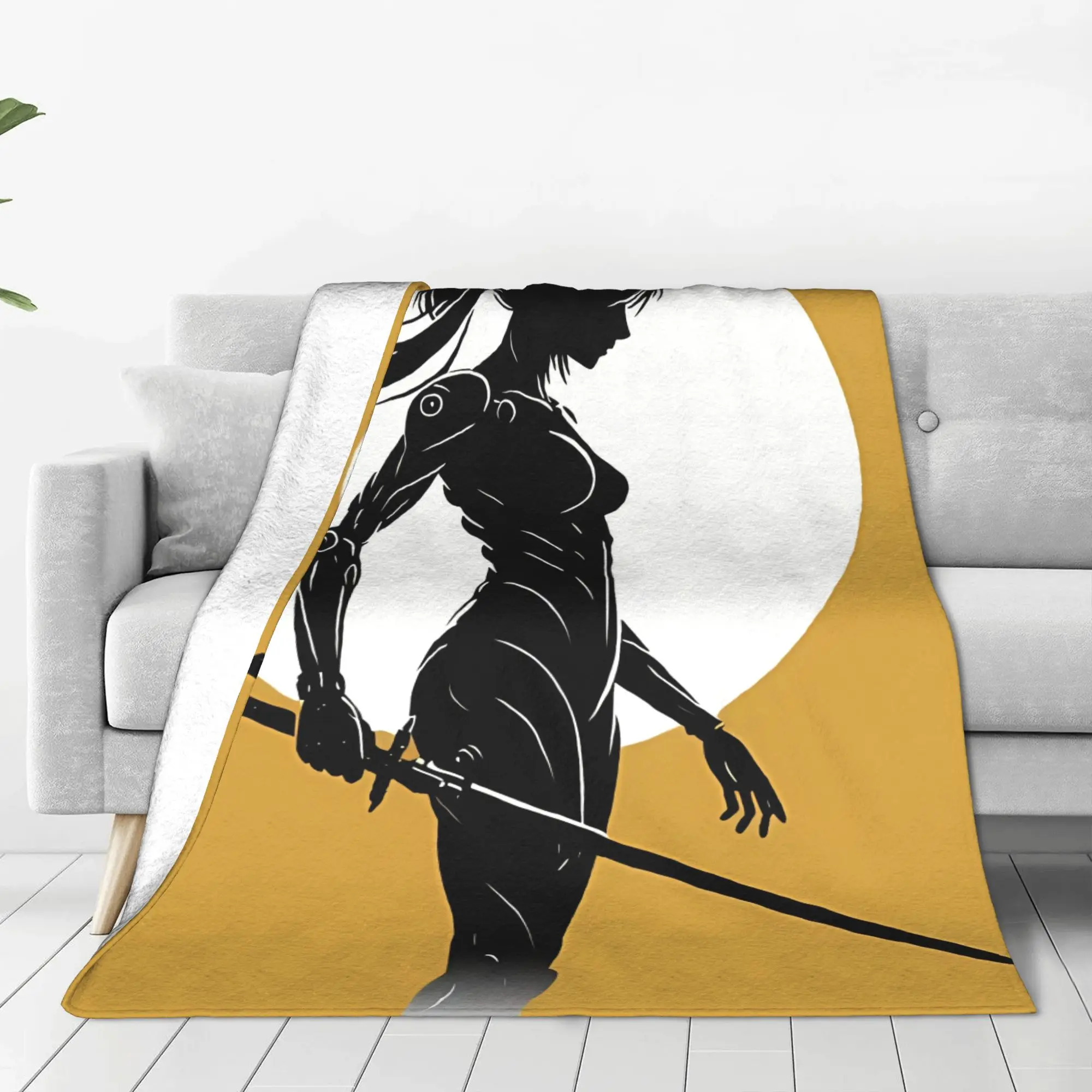1PC Home Cutecore 90s Manga Character Battle Angel Alita Blanket Super Cosy Plush Home Living Room Sofa Halloween