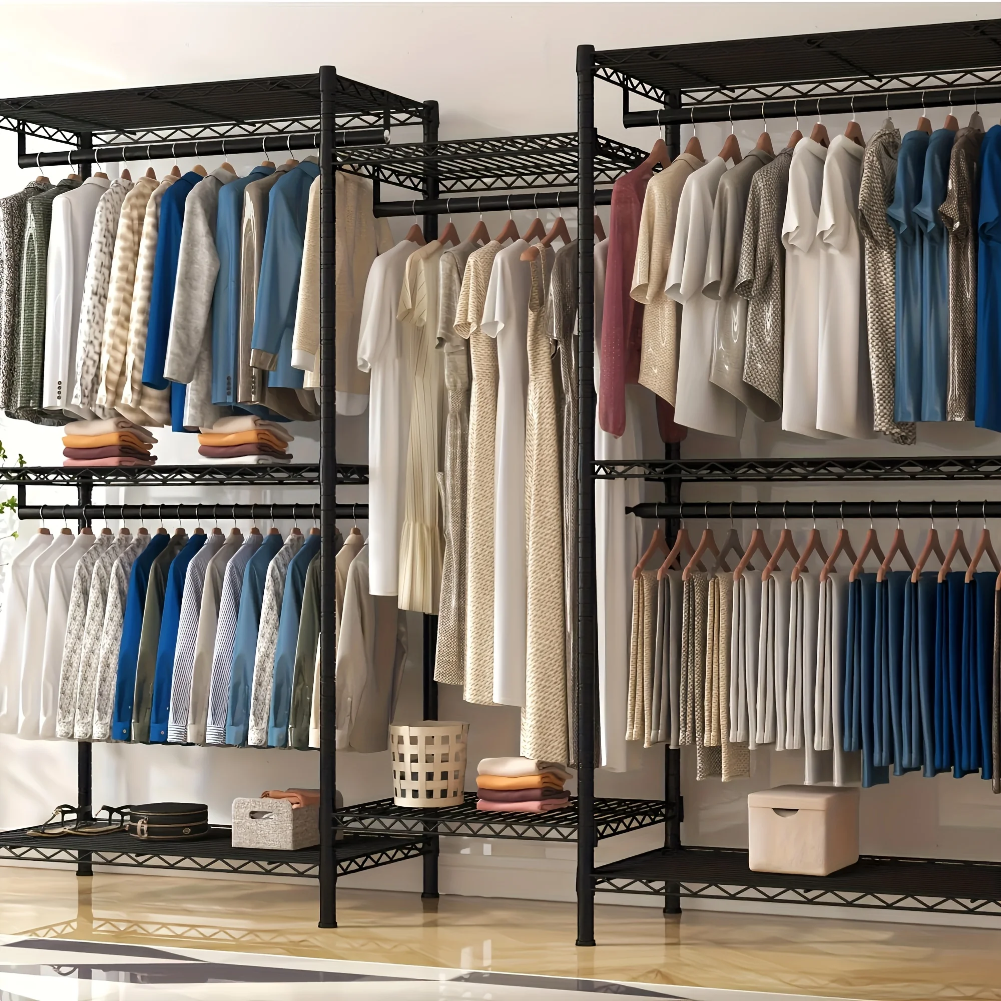 

Sturdy Clothing Stand, Independent Portable Wardrobe, Carbon Steel Garment Rack for Hanging Apparel, Versatile Closet Organizer