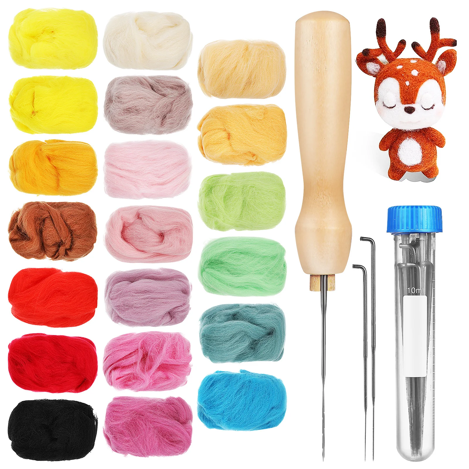

1Set Beginner Friendly Needle Felting Kit Wool Roving Felt Starter Kit Precise Detailing Craft Present Wool Roving