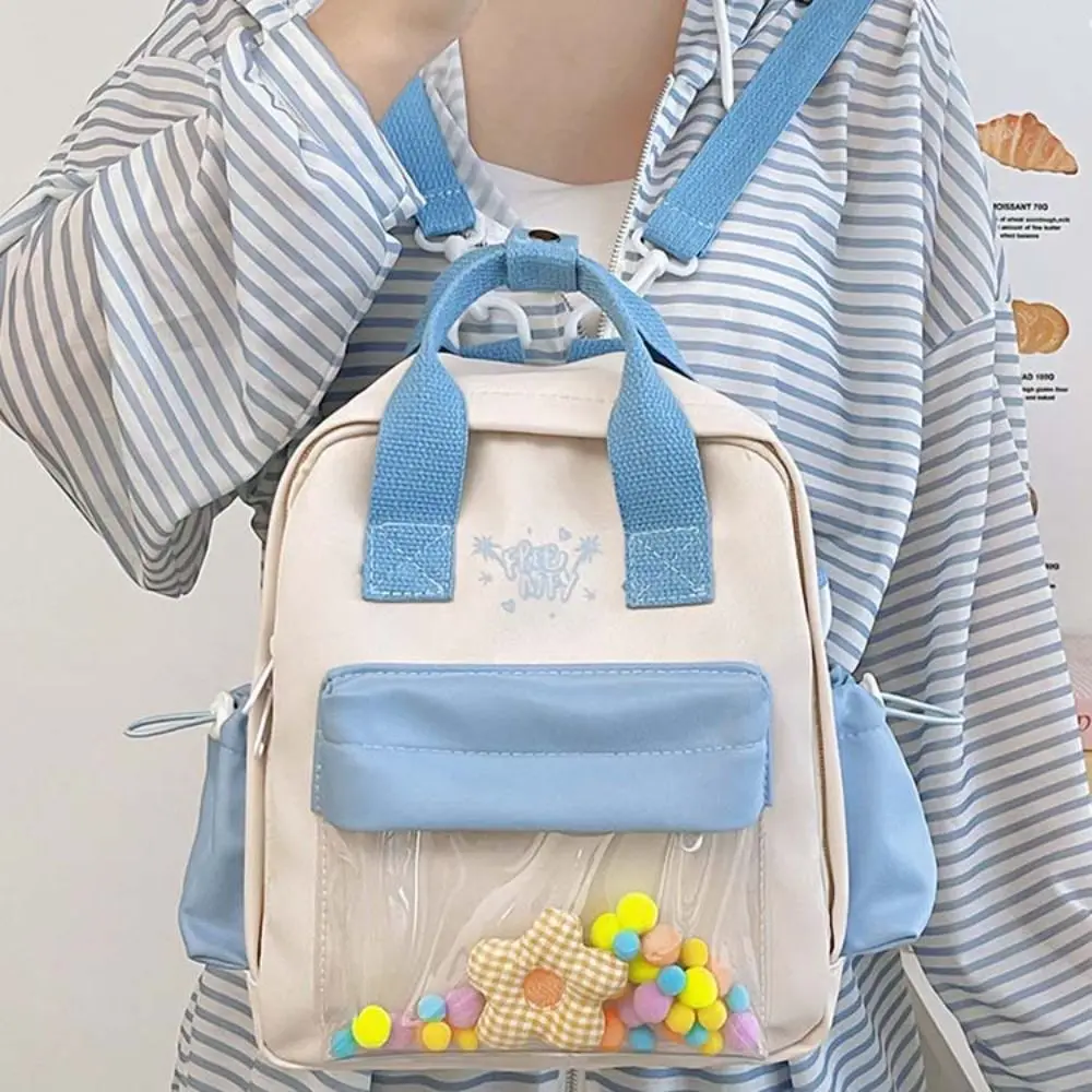 Nylon Transparent Pocket School Bag Zipper Balls Clear Toys Candy Color Backpack Large capacity Handbag