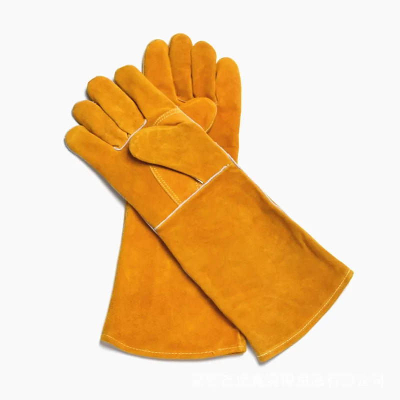 Fire-resistant Cowhide Welding Gloves Heavy Duty Work Heat-insulating Safety Cuff 13ga Thickness 45cm Length Wear-resistant