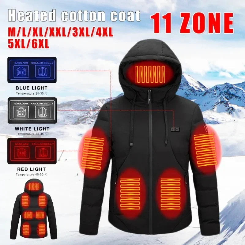 NEW Men 11 Areas Smart Heated Jacket USB Winter Outdoor Electric Heating Jackets Warm Sports Thermal Coat Waterproof Warm Jacket