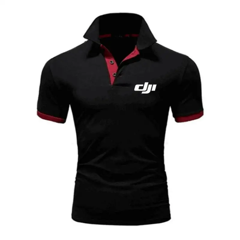 2025 marke Neue männer T-shirt Revers Casual kurzarm Nähte Männer T-shirt Für Männliche DJI Druck Pullover Top mann T Shirt – Detail 4