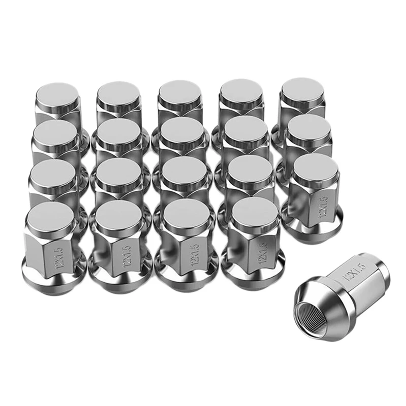 20Pcs Wheel Lug Nut 12X1.5 Solid Auto Hub Screw Cover Bolt Rims 35MM Nut Accessories Compatible For Ford