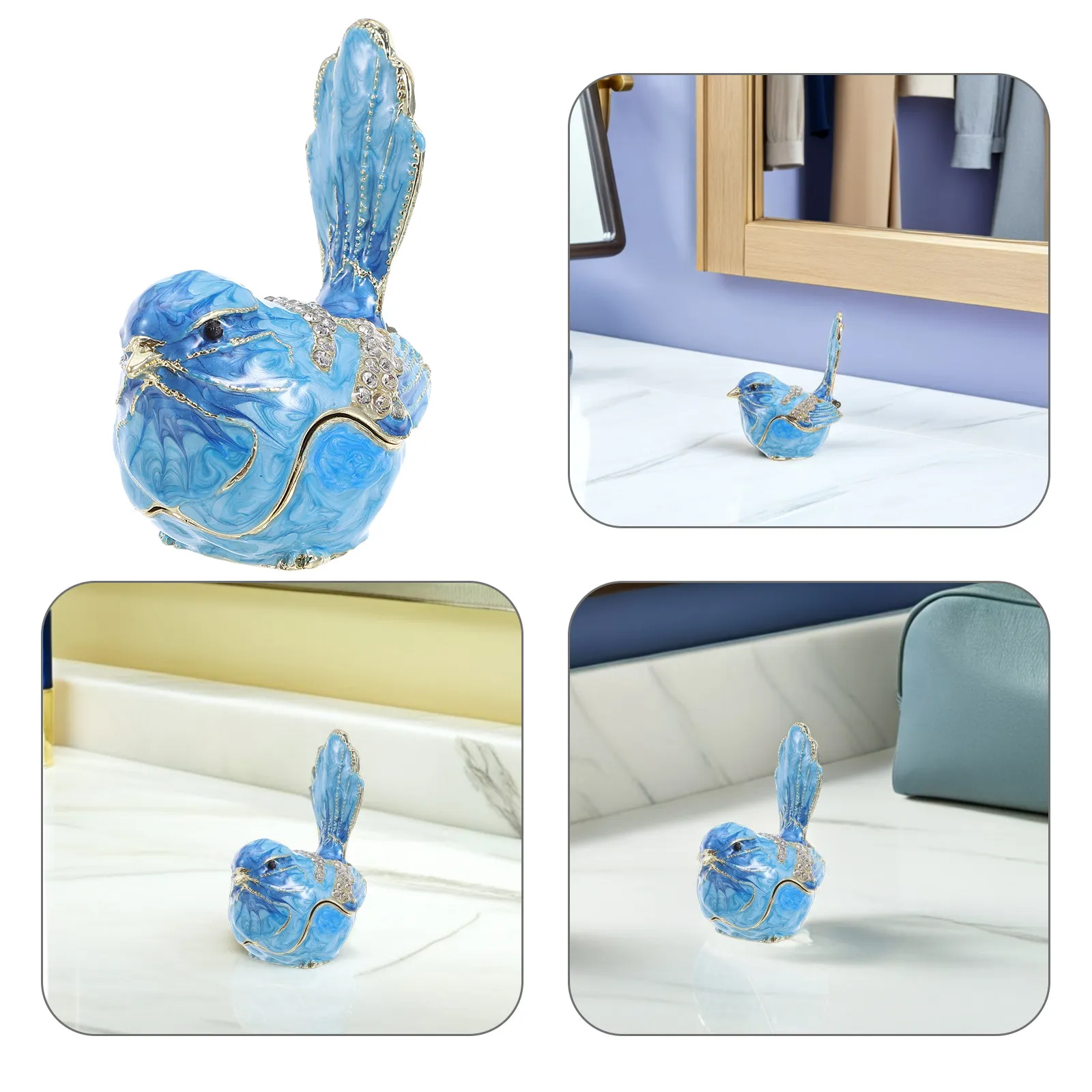 

Bird Hinged Enamel Jewelry Box Metal Trinket Organizer Rings Earrings Storage Case Decorative Bird Treasure Organizer Christmas