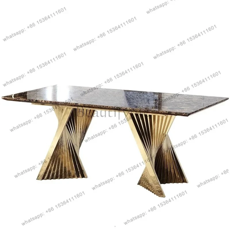 Light luxury dining table and chair combination household small apartment rectangular marble dining table simple villa  table