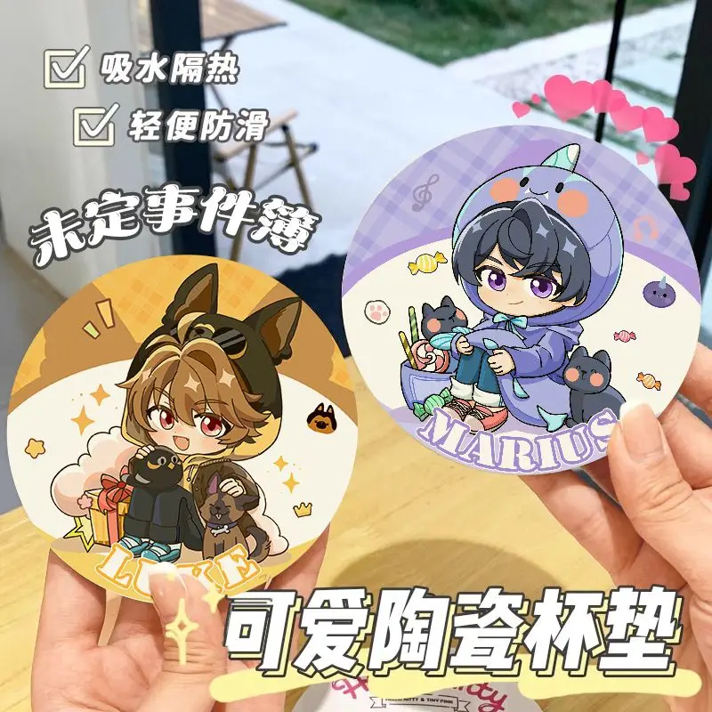 

2025 Tears of The Themis Game Anime Cos Marius Artem Wing Luke Pearce Vilhelm Unisex Cartoon Heat-Insulating Coaster Gift