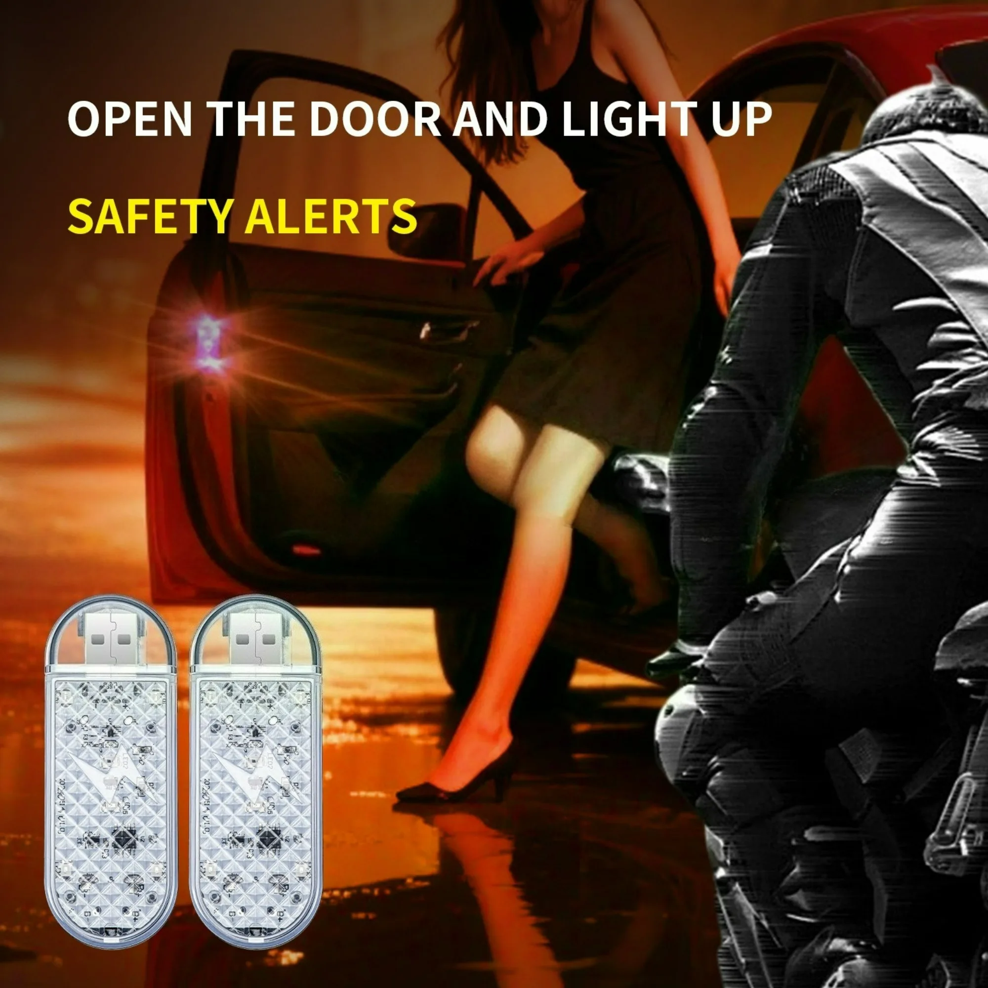 Mini-Magnet-Warnleuchte für Autotüren mit integriertem USB-Ladeanschluss für Kollisions- und Warnleuchte am hinteren Ende