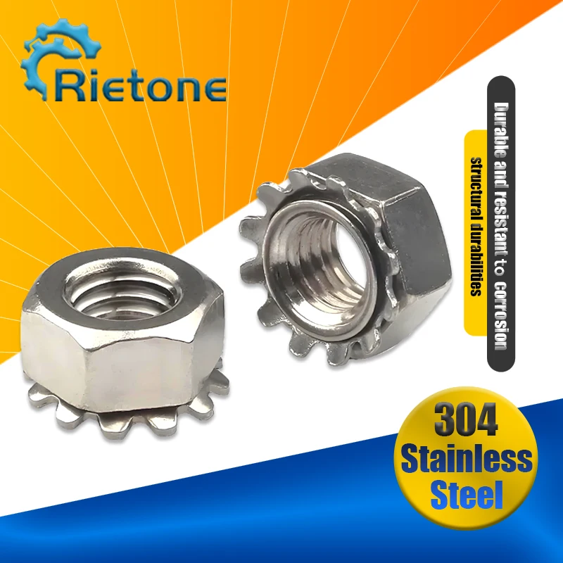 

M3 M4 M5 M6 M8 K Nut 304 Stainless Steel Lock Kep Multi-Gear Hexagon Nuts K Type Multi tooth Anti loosening