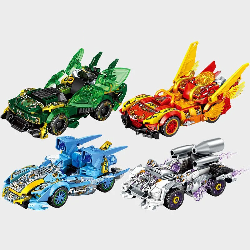 Technical Speed Champion Building Block Vehicle Water ICE Fire Wood Rally Sport Car Model Element Painting Racing Brick Toy