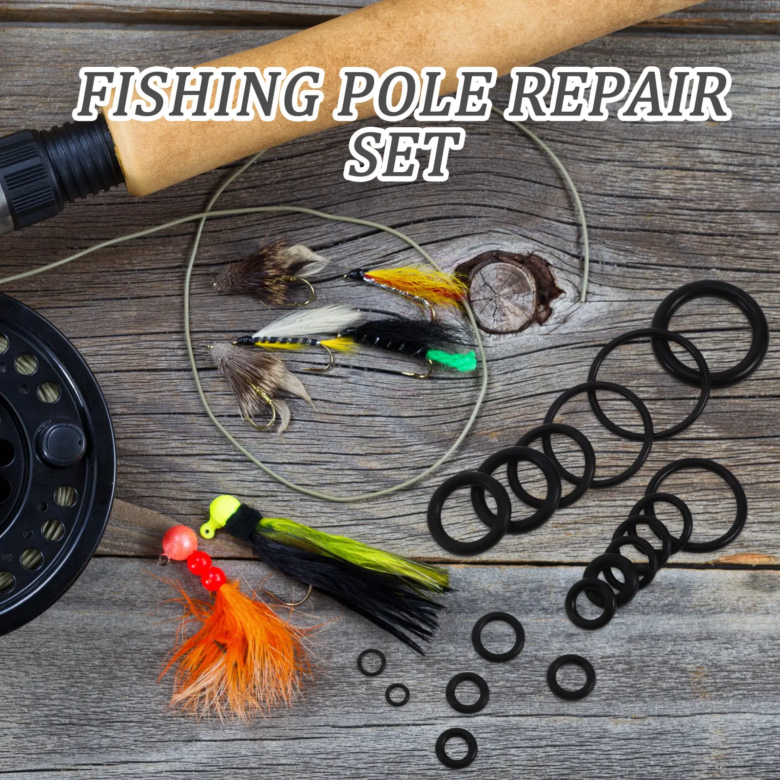 1Set Fishing Rod Repair Kit Professional Guide Restoration Set Includes Multiple Sizes O-Rings Rod Hole Tools for Angling Supply