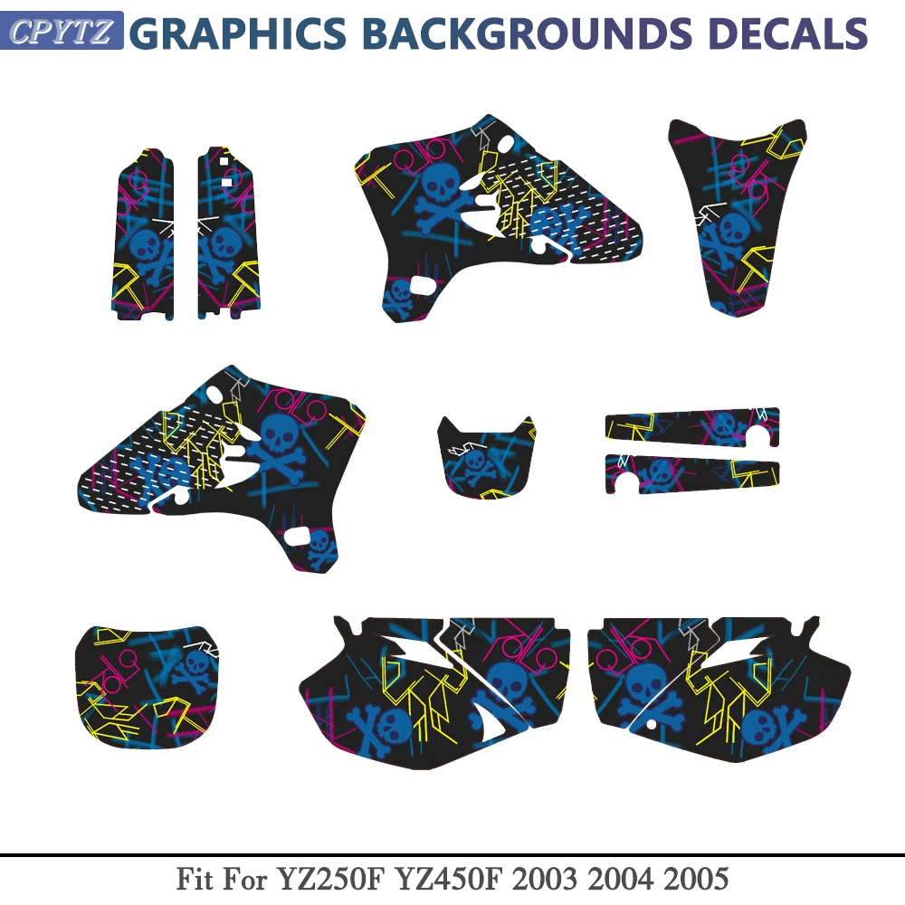 Fit for YZF 250 YZF 450 YZ250F YZ450F YZ 250F 450F 2003 2004 2005 Motorcycle Graphics Backgrounds Decals Stickers Kits