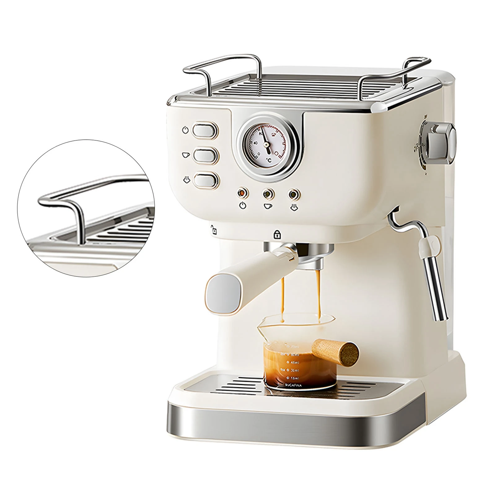 NEUE Kaffeemaschine 1050W 1,5L Große Kapazität Halbautomatisch 20 Bar Hochdruck-Extraktion Kaffeemaschine für Zuhause und Cafés – Detail 3