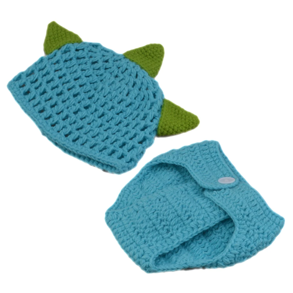 

Cute Dinosaur Knitted Set Baby Hat And Pants Newborn Photo Props Crochet Costume For Infants