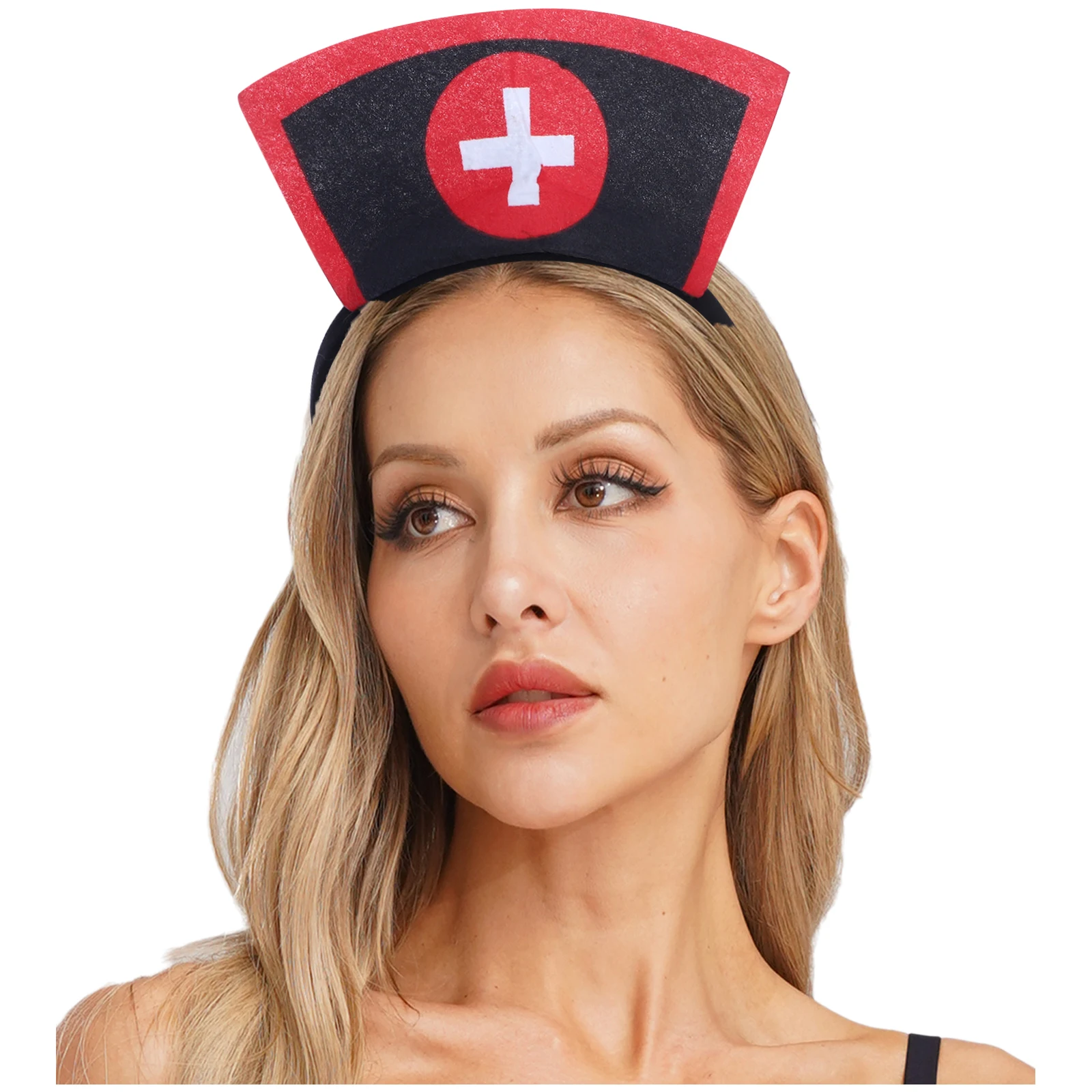 Womens Girls Creative Nurse Hat Headband Character Fun Outfit Supply Costume Accessory for Stage Performance Cosplay Halloween