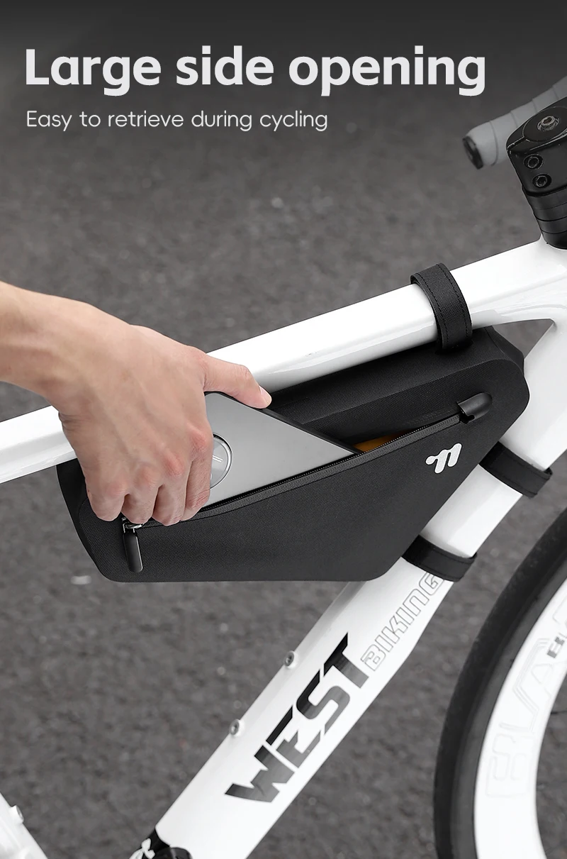 WEST BIKING Fahrrad-Dreieckstasche, vollständig wasserdicht, Fahrradrahmentasche, große Aufbewahrungstasche vorne für MTB, Rennrad, Gravel-Cycling – Detail 9