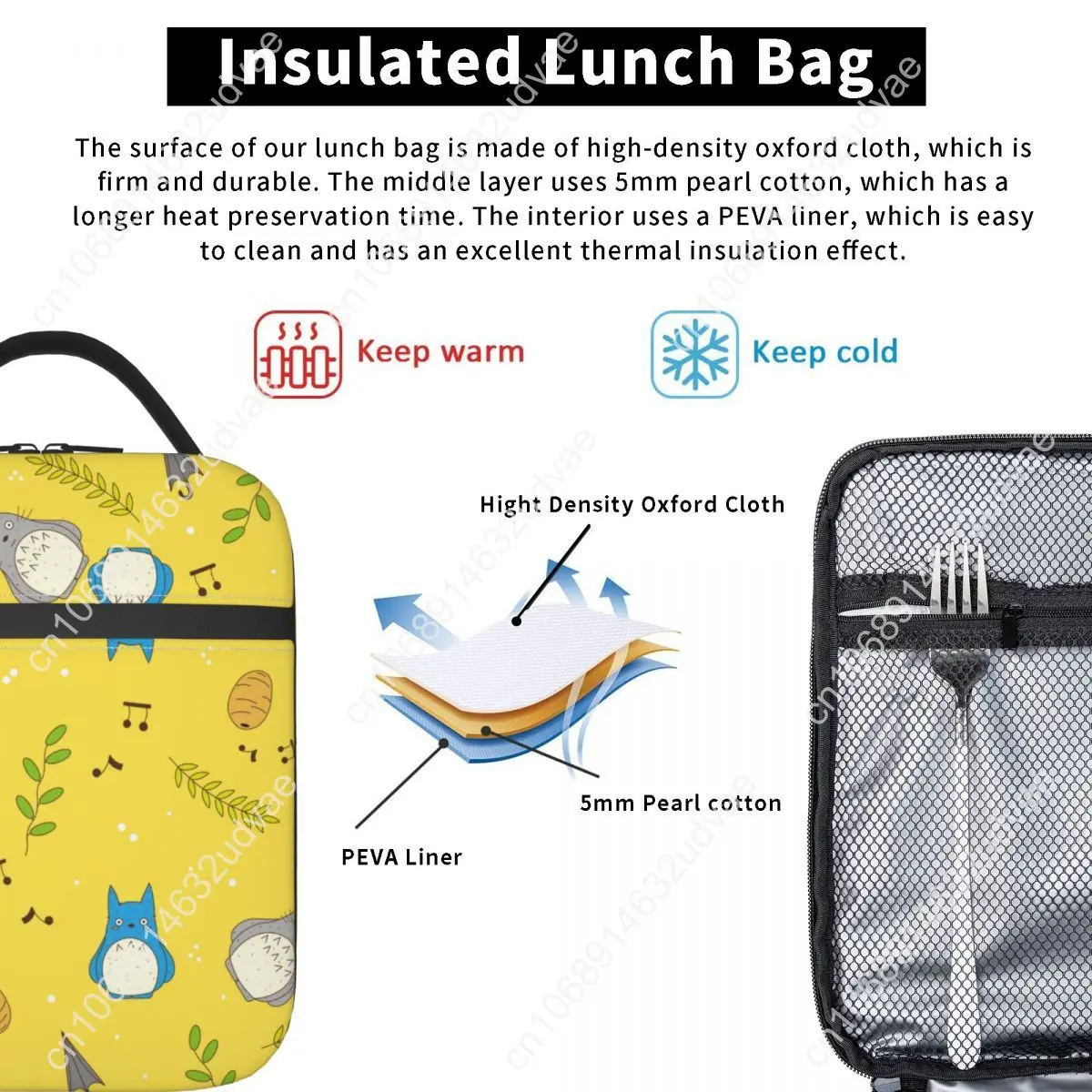 Totoro-Miyazaki Anime Insulated Lunch Bags for Men Women Food Bag Portable Thermal Cooler Lunch Box For Picnic