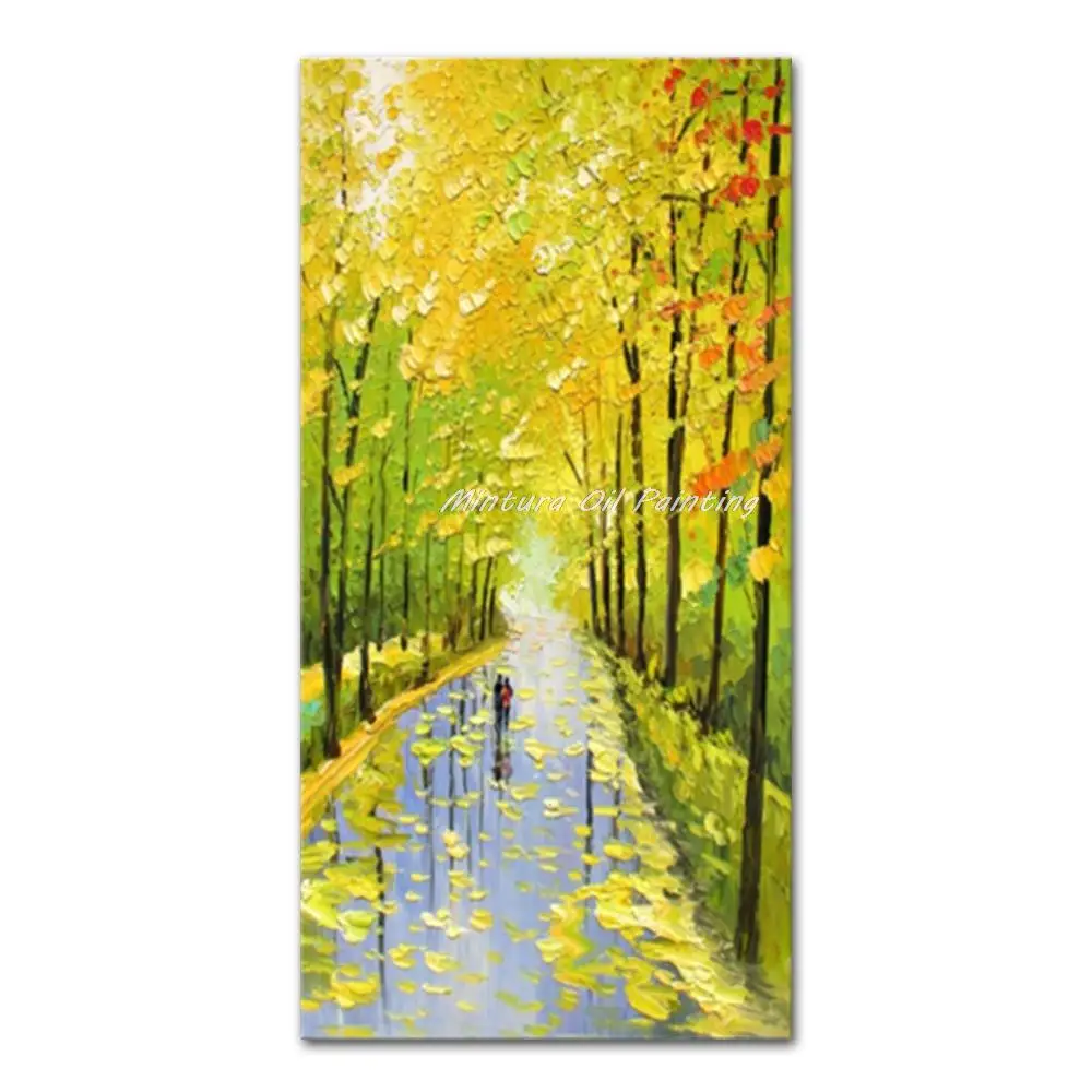 

Mintura Large Size Handmade Artwork Handpainted Oil Paintings on Canvas,The Long Corridor Scene Modern Office Decortion Wall Art