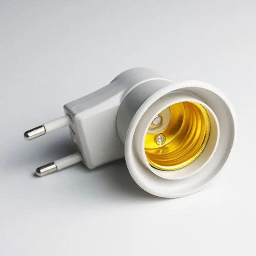 EU Plug E27 Screw Lamp Bulb Socket Holder Adapter Converter With On-Off Switch for CFL