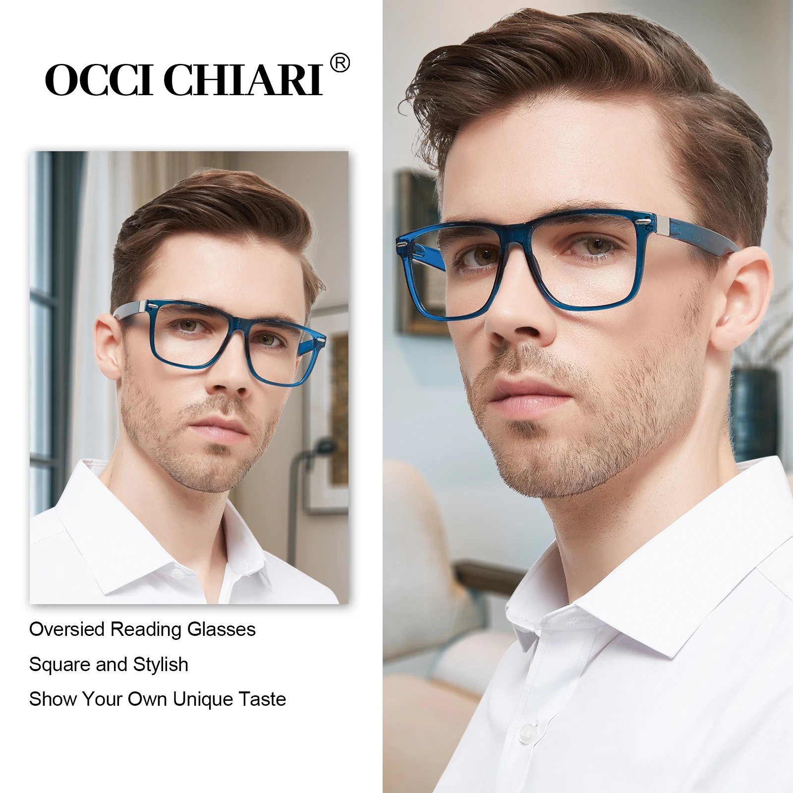 Übergroße Lesebrille für Herren, Modedesigner-Brillen, Hyperopie, optische Brillen, großer Rahmen, 1,0 1,5 2,0 3,0