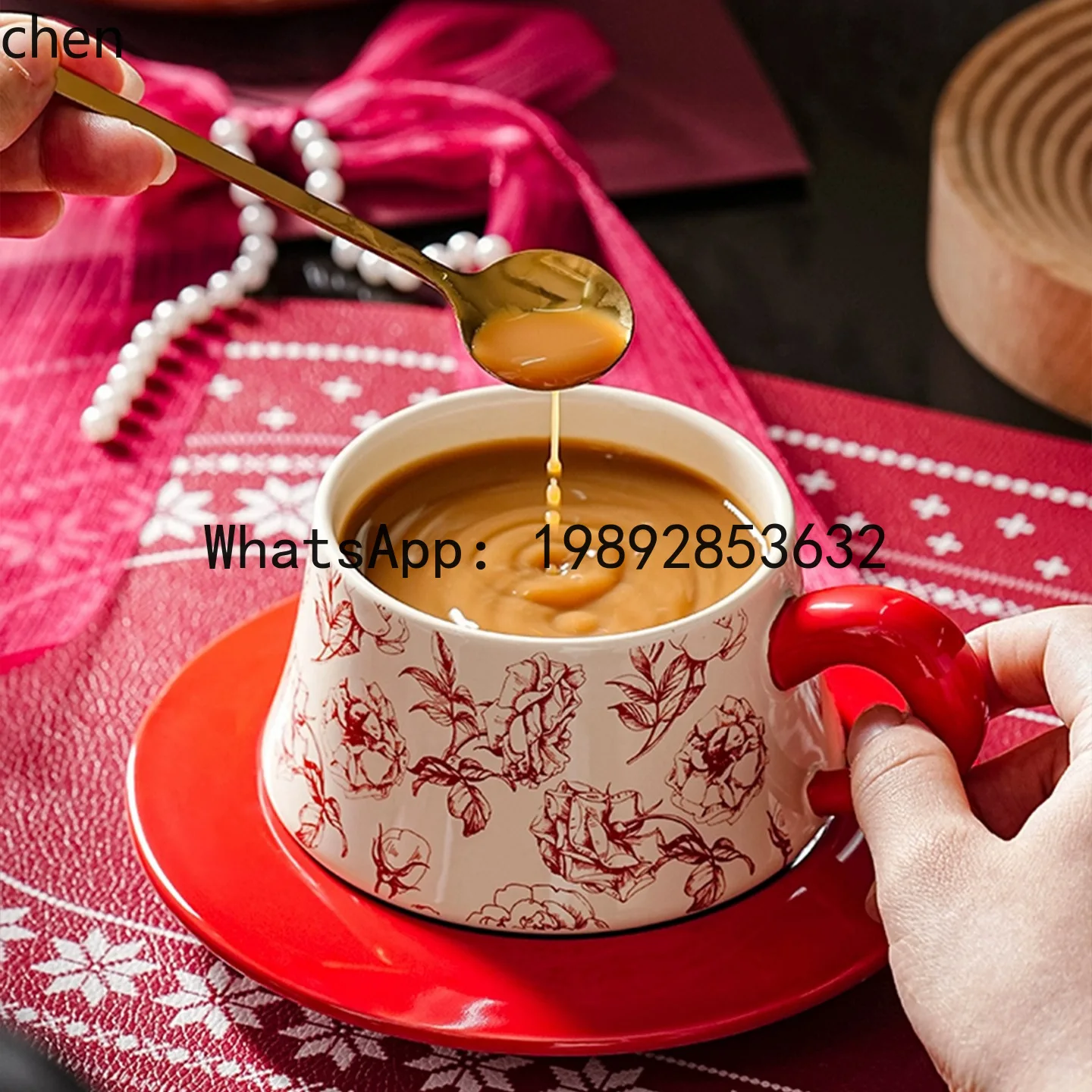ZZ coffee cup and saucer set, high-end exquisite floral ceramic cup and saucer, a pair of wedding gifts 4