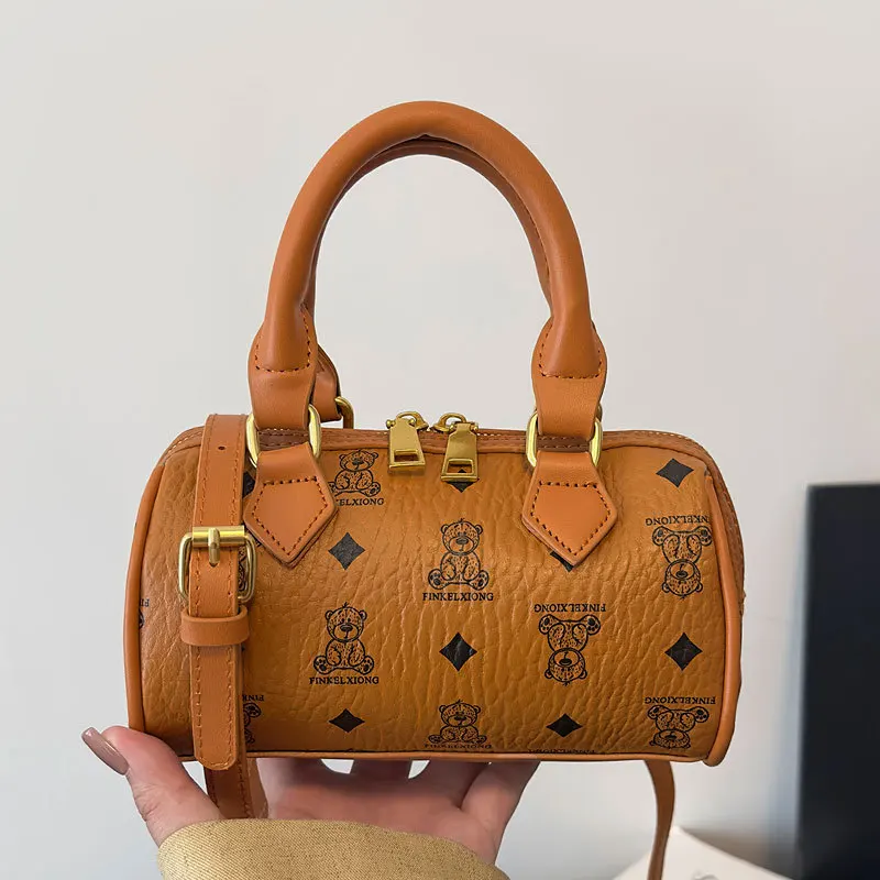 

2025 New! Women's Fashionable Cylinder Messenger Bag. High - end Texture Printed, Portable, with Feminine Light Luxury Style