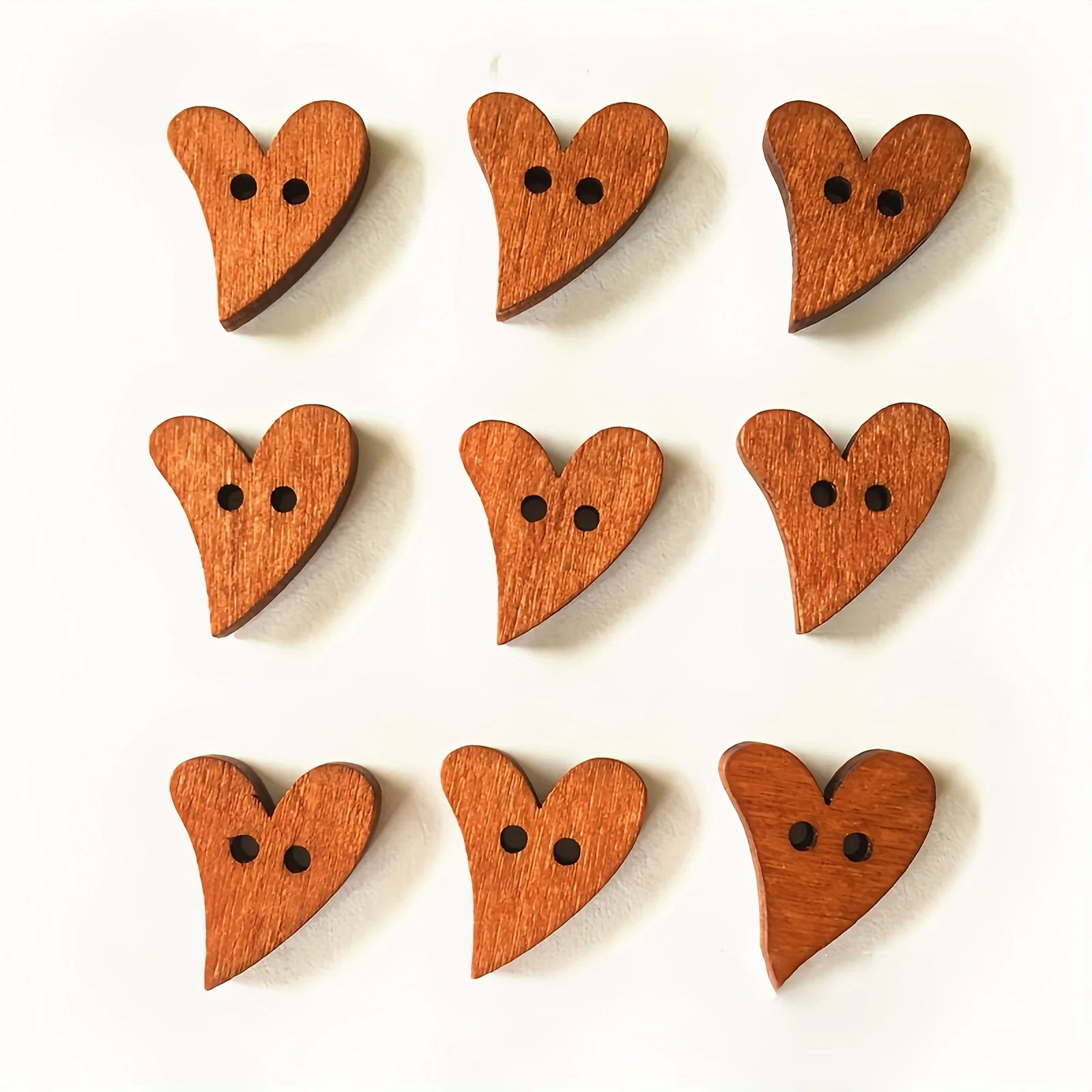 100pcs Wooden Heart-Shaped Buttons, Wooden Vintage Buttons For Clothing Sewing, Craft, And DIY Projects & More!