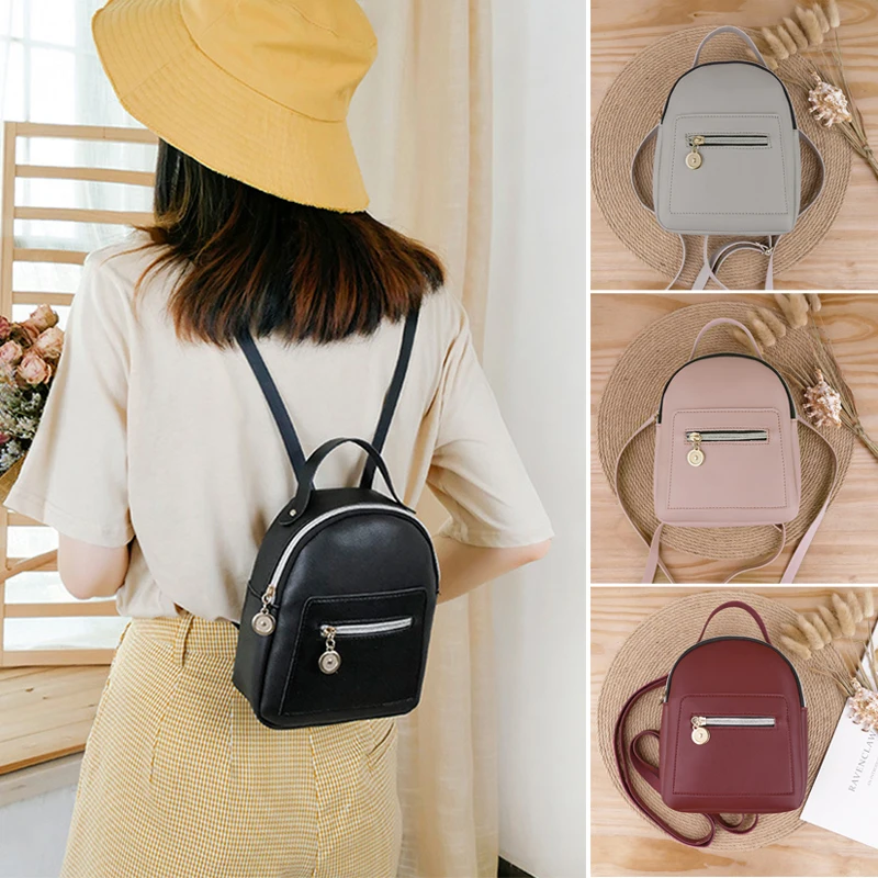 Mini-Rucksack Niedlicher Casual Tagesrucksack mit Reißverschlusstaschen Umwandelbare Umhängetasche Damen Mädchen Rucksack